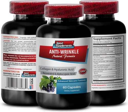 Resveratrol 250 - Píldoras antiarrugas - Cuidado de la piel antienvejecimiento para mujeres, píldoras antiarrugas de colágeno, jugo de aloe vera