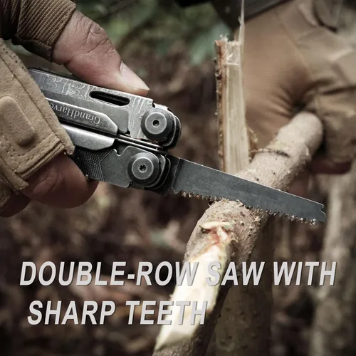 Vista 6 de Multiherramienta, alicates con resorte 25 en 1, multiherramienta, cada herramienta con bloqueo de seguridad, multiherramienta de acero inoxidable