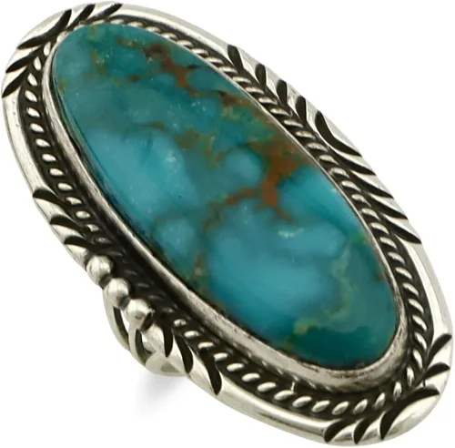 Anillo Navajo .925 plata azul suroeste turquesa artista William Denetdale C.80's, Plata de ley 925, plata 925, piedra preciosa, metal, turquesa