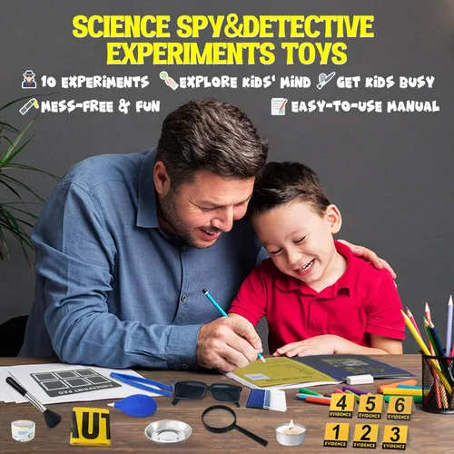 Vista 6 de Kit de Espía Infantil UNGLINGA, Juego de Dedo Detective, Juguetes de Huellas Dactilares, Regalos Educativos para Experimentos Científicos para Niños