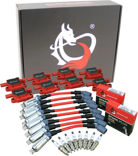 DRAGON FIRE PERFORMANCE Power Pack Bobinas cuadradas IRIDIUM Bujías de 0.394 pulgadas Reemplazo de cables compatibles con Chevy 5.3L 6.0L 6.2L 7.0L