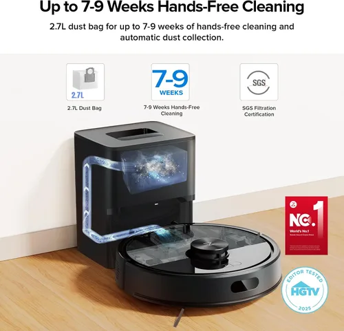 Vista 3 de roborock Robot Vacuum Mop with LiDAR, 10000Pa, Anti-Tangle, 7–9 Weeks Black03