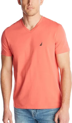 Vista 6 de Nautica Camiseta de manga corta con cuello en V para hombre, Gris
