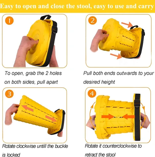 Vista 6 de Fishboy Taburete plegable mejorado, capacidad máxima de peso de 400 libras, ligero pero resistente, taburete plegable retráctil telescópico plegable