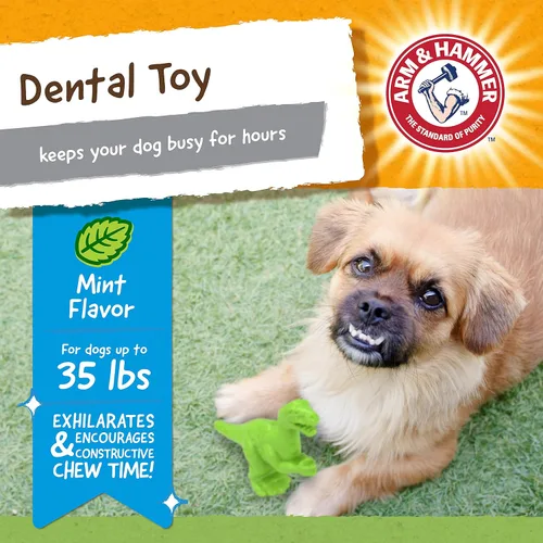 Vista 3 de Arm & Hammer Ora-Play Denta-Saurus T-Rex - Juguete dental masticable para perros El mejor juguete masticable para perros para los masticadores más