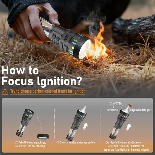 Vista 5 de Linterna de camping recargable, linterna táctica, 11 modos, linterna multifunción de 10000 lúmenes, luz de campamento portátil con soporte, linterna