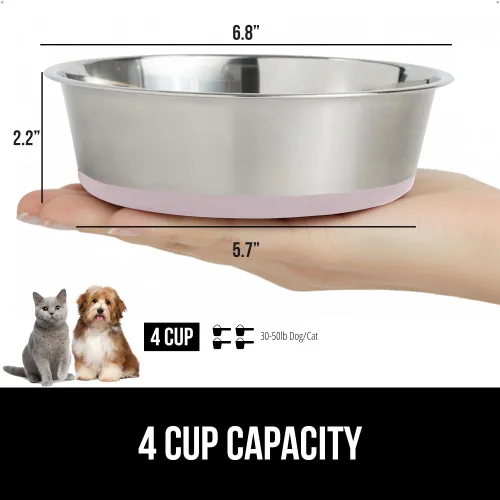 Vista 142 de GORILLA GRIP Juego de 2 cuencos para perros, con capacidad para 8 tazas (64 onzas líquidas), cuenco de metal resistente para alimentos y agua
