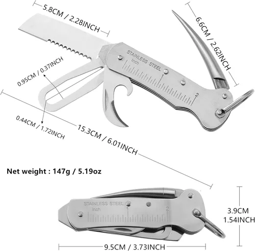 Vista 3 de Cuchillo de Supervivencia para Marinero Tamaño Bolsillo EDC Multiherramienta Swiss Army Skipper Herramienta de Emergencia para Rigging