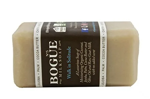 Vista 2 de Jabón de leche de cabra de lujo hecho a mano, sin perfume con coco orgánico, jojoba y manteca de cacao - N.5 Walk in Solitude Blend mezcla única