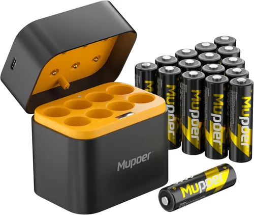 Vista 12 de Pilas recargables AA de litio con cargador, paquete de 8 baterías de 1.5 V 3000 mWh, doble A, recargable, batería AA de iones de litio de larga