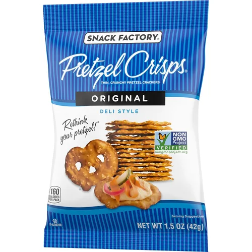 Vista 7 de Snack Factory Pretzel Crisps Sabor Original, Paquete de Snacks Tamaño Individual, 1.5 Oz (Paquete de 24)
