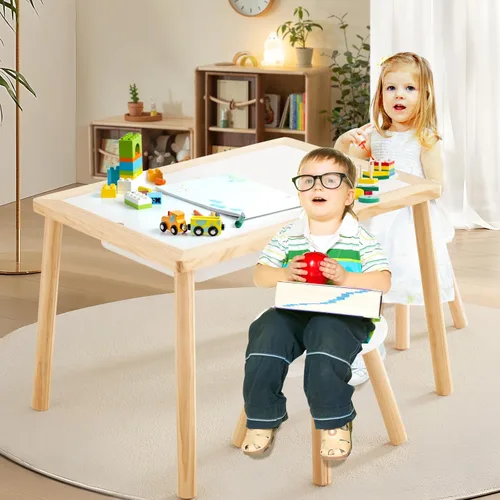 Vista 7 de Beright Taburete de madera para niños, taburete para niños, mesa sensorial perfecta a juego, taburete resistente de 9 pulgadas con cuatro patas