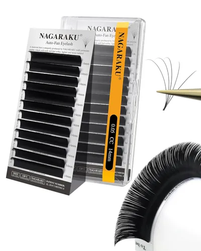 Vista 10 de NAGARAKU Easy Fan - Extensiones de pestañas de volumen de 0.001 in, rizo CC, bandeja mixta de 0.315 a 0.59 pulgadas, bandeja mixta de visón