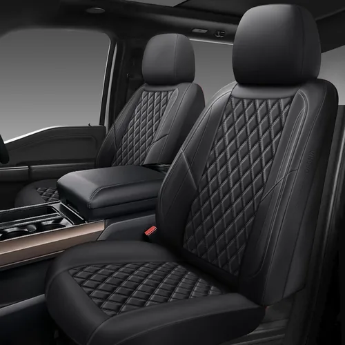 Vista 10 de Fundas de Asiento de Coche de Cuero Premium Par de Asientos Delanteros, Ajuste Universal para Coches, Camiones y SUV, Cojín de Asiento de Coche