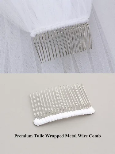 Vista 5 de SAMKY - 1T - Velo de boda con cuentas de cristal y perlas de 1 nivel