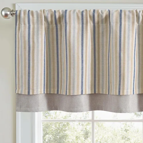 Vista 10 de jinchan Cenefa de Lino a Rayas para Ventanas de 16 Pulgadas Cortinas Opacas para Ventana Pequeña Estilo Granja Cenefa de Doble Capa para Sala