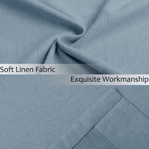 Vista 68 de Frelement Cortinas opacas de lino natural, paneles de cortinas con bolsillo para barra y pestaña trasera, para sala de estar, cortinas