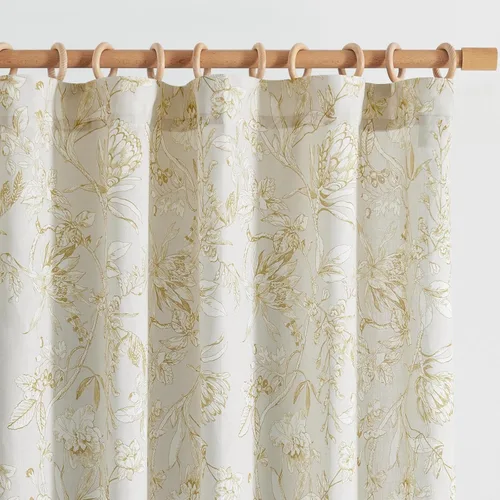Vista 64 de JINCHAN Cortinas de mezcla de lino con flores para sala de campo francés, cortinas para sala de estar de 84 pulgadas de largo, cortinas impresas