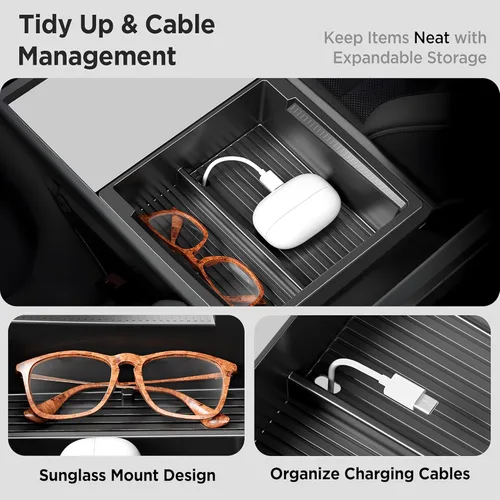Vista 4 de Bandeja Organizadora de Consola Central para Tesla Model Y Accesorios Juniper 2025 2026/Para Tesla Model 3 Highland Accesorios 2024 2025 2026