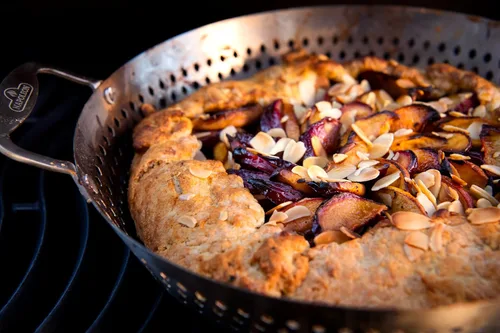 Vista 7 de Wok perforado de acero inoxidable para barbacoa, accesorio para parrilla de barbacoa, acero inoxidable de alta calidad, diseño perforado que permite