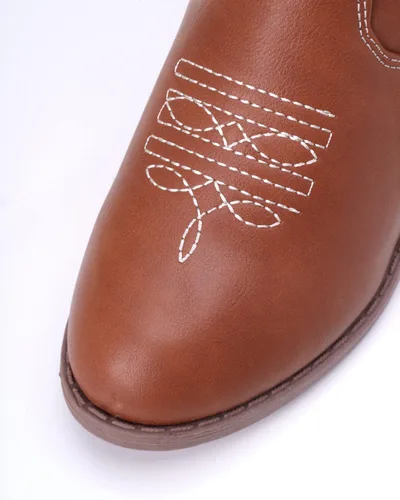 Vista 4 de bebe Botas vaqueras para niñas, botas clásicas de vaquero del oeste, botas de media pantorrilla para niños pequeños, niñas pequeñas y grandes (5T-7)