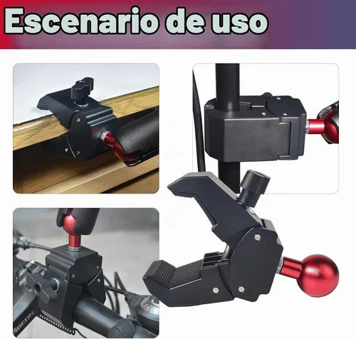 Vista 5 de Base de montaje de abrazadera de bola de 1 pulgada, bola de aleación de aluminio, ajuste para riel de manillar de 0.39 a 1.73 pulgadas de diámetro