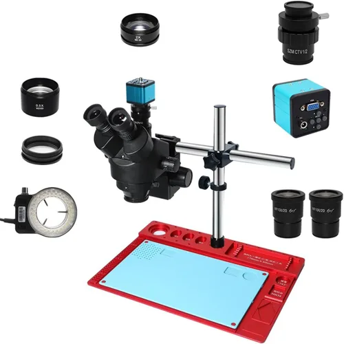 Vista 6 de Kit de microscopio 38MP H_DMI USB Microscopio Cámara digital 3.5X-90X Simul-Focal Trinocular Estéreo Microscopio para Soldadura PCB Reparación
