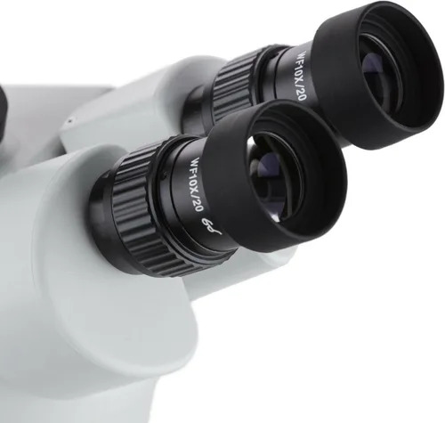 Vista 4 de AmScope Microscopio de zoom estéreo trinocular profesional SM-2T, oculares WH10x, aumento 7X-45X, objetivo de zoom 0.7X-4.5X, iluminación halógena
