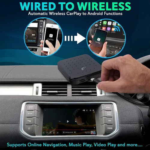 Vista 2 de Pyle Caja inalámbrica Carplay iA, 4GB RAM 64GB ROM, 2.4GHz, 5GHz Dual Band WiFi BT Octa Core 64Bits D, 4K Full HD, H.265, USB3.0 Android Box