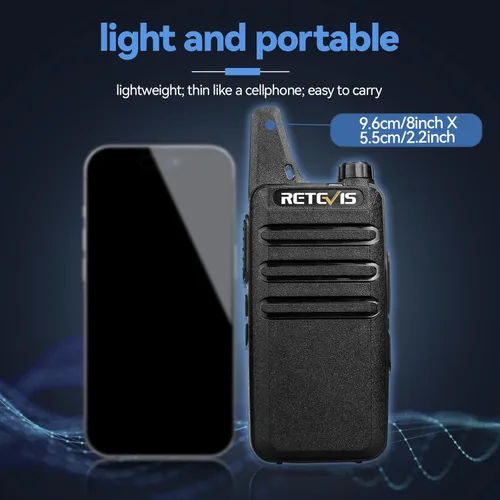 Vista 2 de Retevis Walkie Talkies RT22, mini radio de 2 vías recargable, manos libres VOX, portátil, radios bidireccionales de largo alcance con auricular