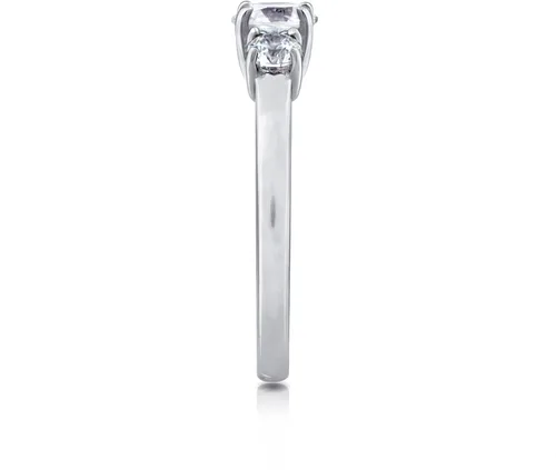 Vista 3 de Tienda Collection Anillo redondo de plata de ley chapado en oro o platino con 3 piedras hecho con circonitas infinitas