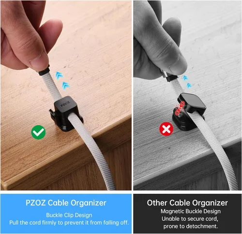 Vista 2 de PZOZ Paquete de 6 organizadores de cables, clips adhesivos para cables de carga, organizador de cables, gestión de cables USB de carga