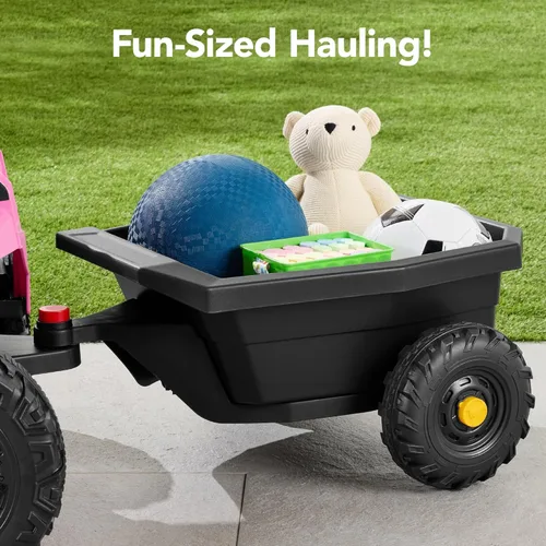 Vista 2 de Best Choice Products Carro Eléctrico Montable UTV de 12V para Niños con Remolque con Control Parental, Luces LED, 2 Velocidades, Bluetooth - Rosa