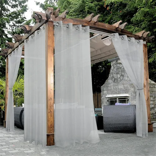 Vista 20 de Bonzer - Cortinas traslúcidas impermeables de exterior para el patio - 2 paneles con ojales de velo traslúcido para sala, recámara, porche, pérgola