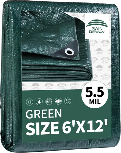 Vista 98 de RAINDEWAY Tarps - Lona impermeable de color azul de 4 x 16 pies de grosor, resistente a desgarros, multiusos, para techo, campamento, automóvil