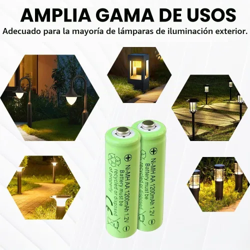 Vista 2 de Baterías recargables AA, baterías AA Ni-MH de 1.2 V 1200 mAh, paquete de 12