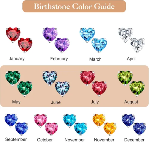 Vista 2 de Aretes de piedra natal de corazón de 0.8 quilates para mujer, chapados en oro blanco de 18 quilates, aretes de plata de ley S925 preciosos aretes