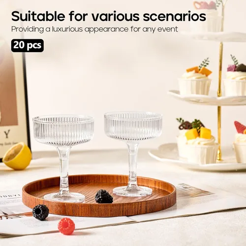 Vista 6 de Paquete de 20 Copas de Champán de Plástico, Copas de Champán de 7oz de Torre de Champán de Plástico Indestructible, Copas de Cóctel de Acrílico