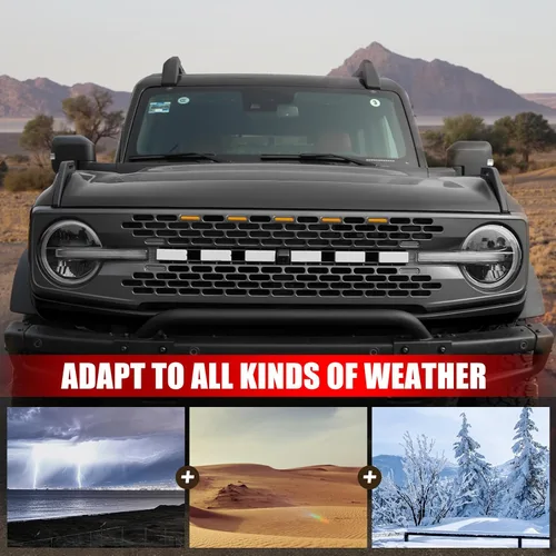 Vista 5 de Mabett 5 piezas de luces LED de parrilla para accesorios Ford Bronco 2021 2022 2023 2024 2025 de 2/4 puertas, compatibles con Badlands Wildtrak &