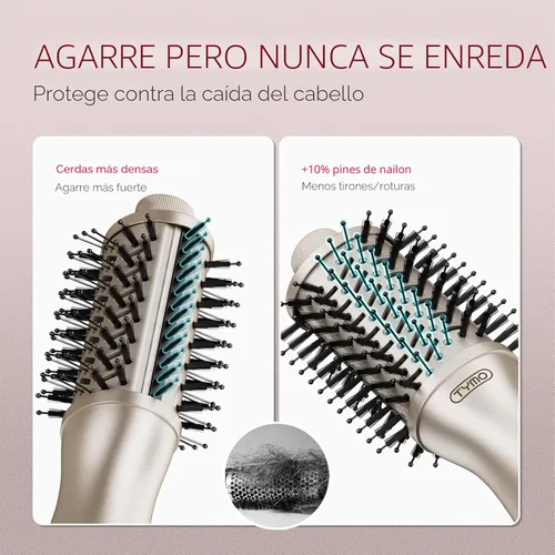 Vista 3 de TYMO 2.0 Cepillo Secador de Pelo - Cepillo de Soplado de Aire Caliente, Voluminizador de Un Paso, Rodillo de Barril de 2 Pulgadas Mejorado