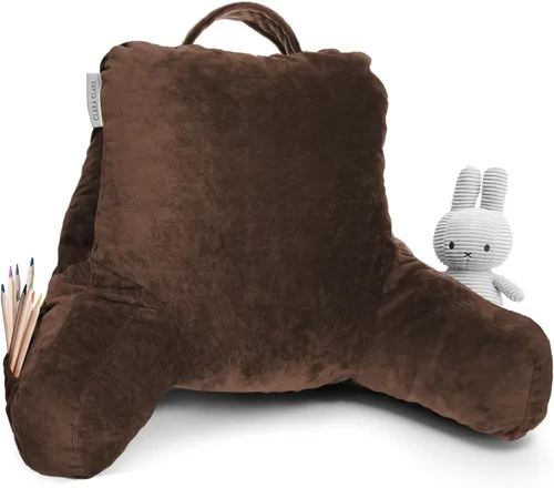 Vista 89 de Clara Clark - Almohada de lectura con espuma viscoelástica triturada, incluye 2 almohadas de soporte para el cuello y la zona lumbar, diseñada