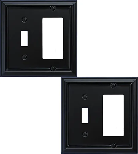 Vista 12 de OKAWYC Cubierta de interruptor de luz en blanco individual, placa de pared metálica Adler, paquete de 4 unidades, negra, 1 llave, cubierta