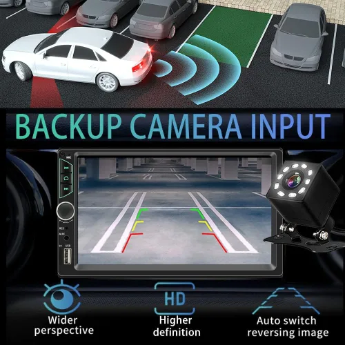 Vista 3 de Estéreo de Auto Doble DIN con Apple CarPlay Inalámbrico, Android Auto Inalámbrico, Pantalla Táctil HD de 7 Pulgadas, Radio de Coche con Bluetooth