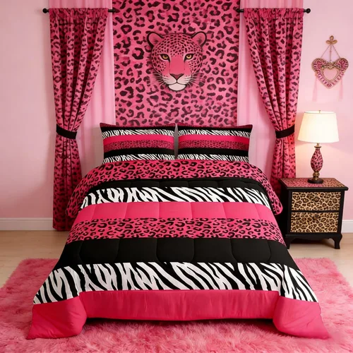 Vista 18 de Juego de edredón para niños con estampado de leopardo, tamaño Queen, juego de ropa de cama de moda de piel de guepardo abstracto, decoración