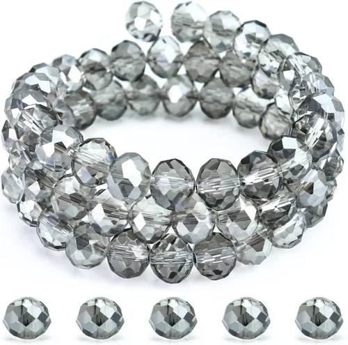 Vista 8 de Dowarm 300 cuentas Briolette de cristal de 0.236 pulgadas, con forma de diamante, multifacéticas, negras, para fabricación de joyas y manualidades