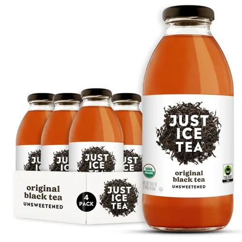 Vista 18 de Just Ice Tea Té helado orgánico, botellas de vidrio de 16 onzas líquidas (té de hierbas de hibisco de bayas, paquete de 12)
