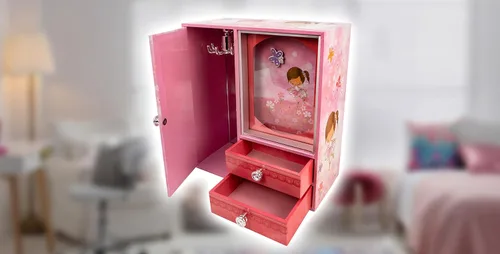 Vista 4 de The San Francisco Music Box Company Joyero musical de lujo con diseño de hada de mariposa rosa