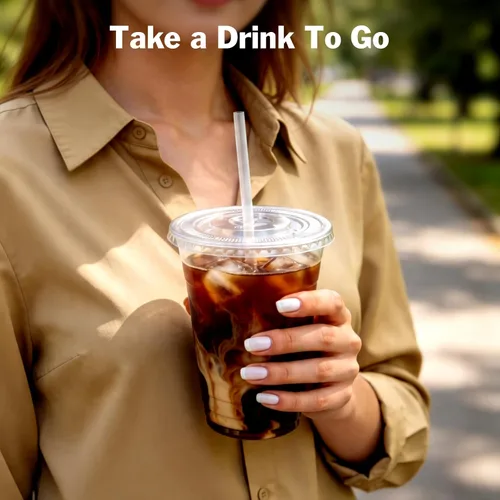 Vista 6 de 100-Pack 16 oz Cups with Lids and Straws, Disposable Plastic Cups with Lids - BPA-free, Perfect for Iced Coffee, Frappes, Milkshakes & Juice, Ideal