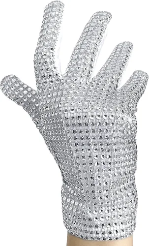 Guantes de diamantes de imitación para niños brillantes Michael Punk Billie Jean con lentejuelas y una insignia de Jackson