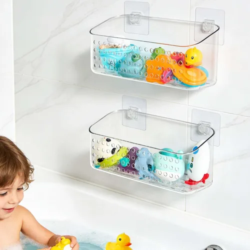 Almacenamiento de juguetes de baño, 2 paquetes, soporte grande para juguetes de baño, organizador de juguetes de bañera de secado rápido,